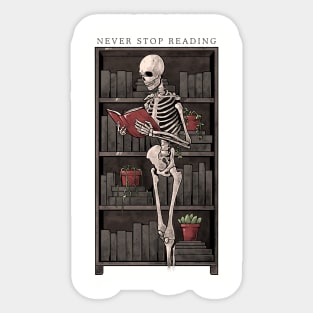 Never Stop Reading - Death Skull Book Gift Sticker